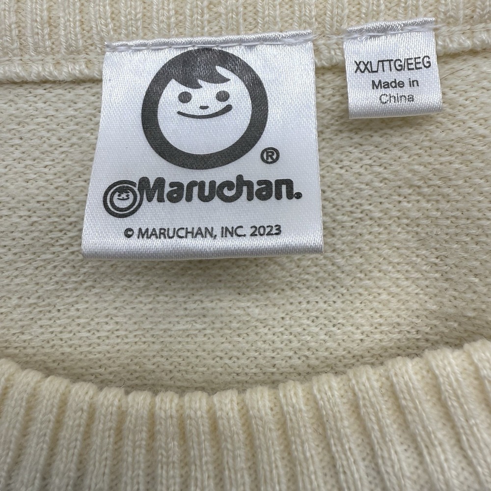 Maruchan Sweater Womens XXL Cream Ramen Graphic Fair Isle Knit Soup Novelty - Picture 3 of 5